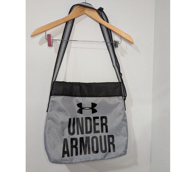 Under Armour Gray Nylon Crossbody Bag Large Logo Strap - Picture 2 of 5